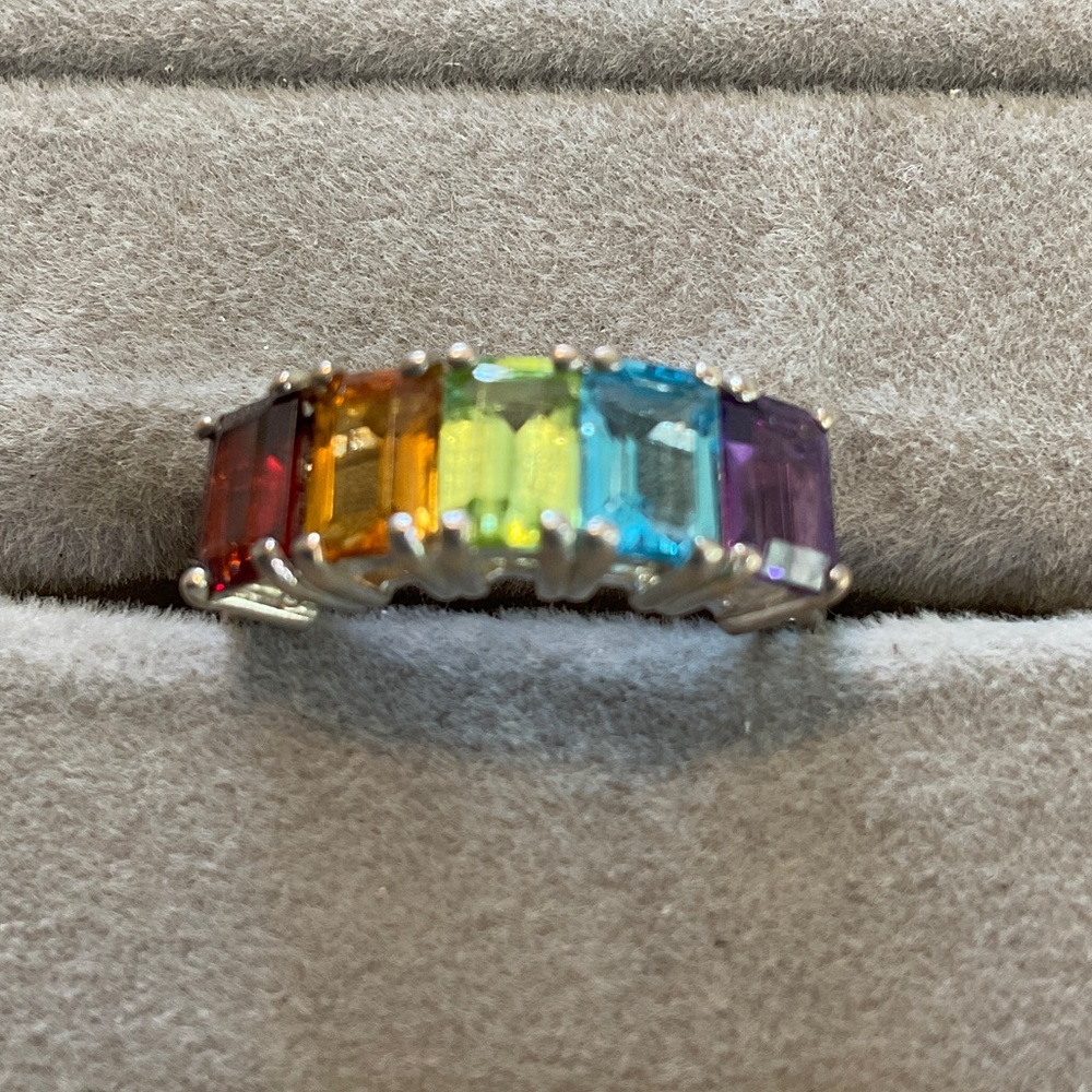 Multicolor Gemstone Sterling Silver Ring